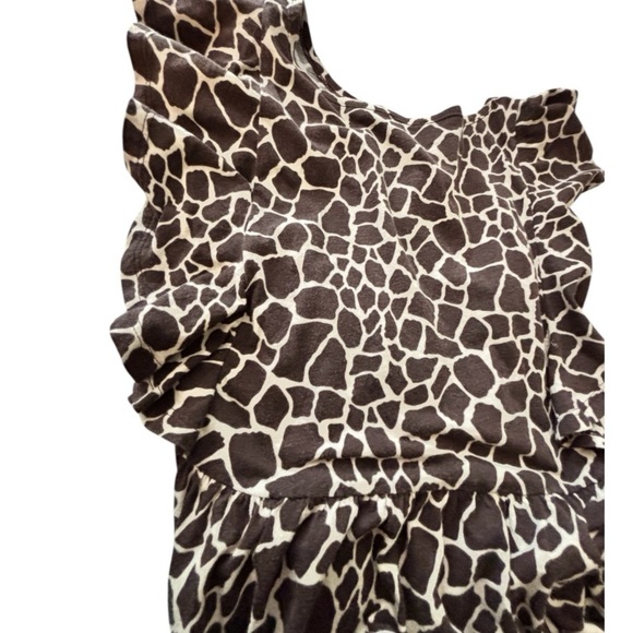 ANN TAYLOR Factory top, brown animal print, flutter sleeves. Waist seam, gathers - Picture 6 of 7
